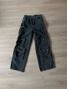 Fashion Nova Black Men's Cargo Pants with Multiple Pockets